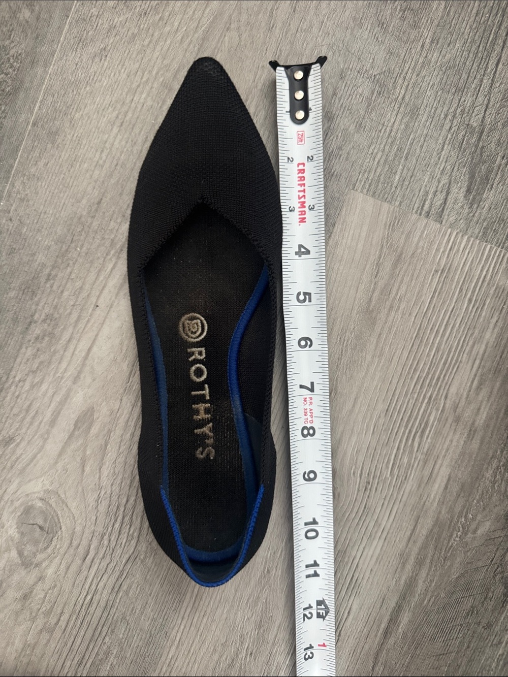 Rothy's Black Pointed Knit Flats with Blue Size 7.5W - Picture 8 of 9